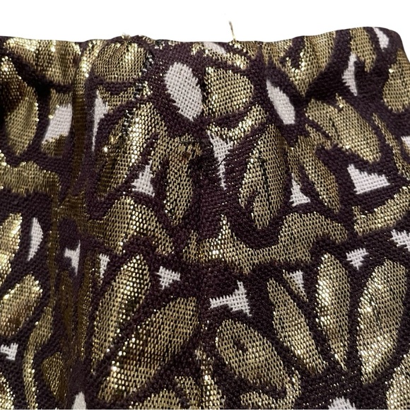 J. McLaughlin Retro Black and Metallic Gold Floral A-Line Skirt Size 2 - Picture 4 of 5